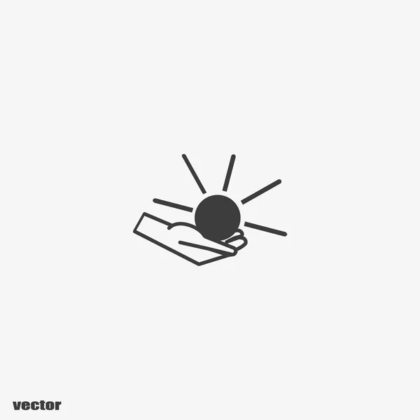 Sol Mano Icono Plano Vector Ilustración — Archivo Imágenes Vectoriales