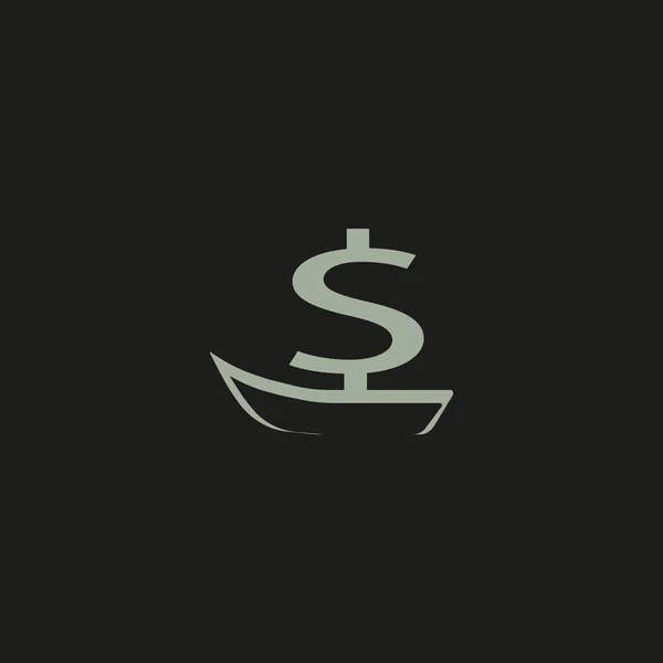 Barco Con Signo Dólar Vela Vector Ilustración — Vector de stock