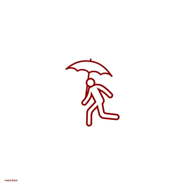 Icona Illustrazione Vettoriale Dell Uomo Corsa Con Ombrello — Vettoriale Stock
