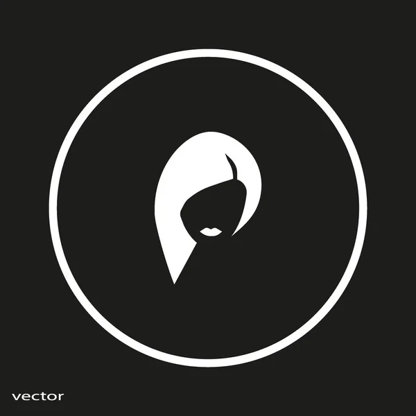 Icono Vectorial Minimalista Cabeza Femenina Con Peinado Largo — Vector de stock