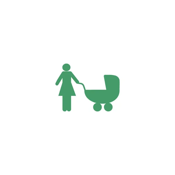Ícone Vetor Mãe Com Carrinho Bebê — Vetor de Stock