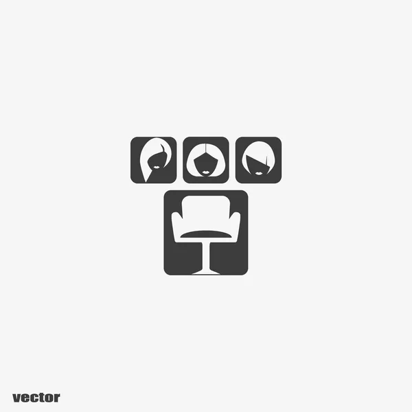 Illustration Vectorielle Minimaliste Chaise Coiffeur Diverses Coiffures — Image vectorielle