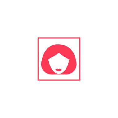 kadın baş kısa saç modeli ile minimalist vektör simgesi