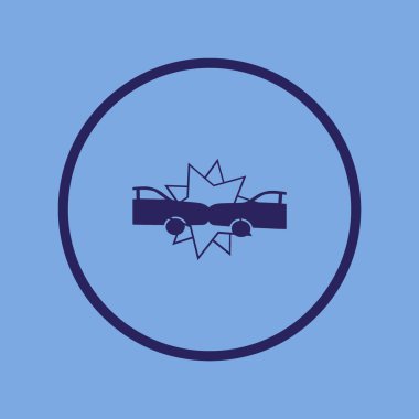 Araba kazası minimalist vektör simgesi