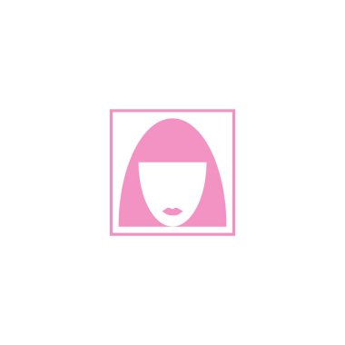 kadın baş kısa saç modeli ile minimalist vektör simgesi