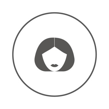 kadın baş kısa saç modeli ile minimalist vektör simgesi