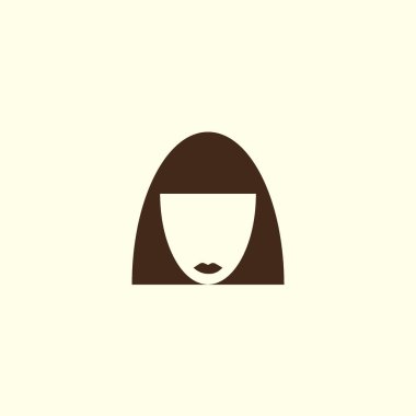 kadın baş kısa saç modeli ile minimalist vektör simgesi