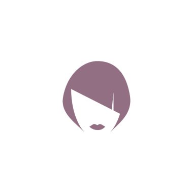 kadın baş kısa saç modeli ile minimalist vektör simgesi