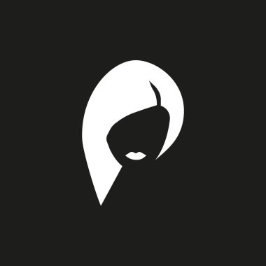 kadın baş saç modeli ile minimalist vektör simgesi