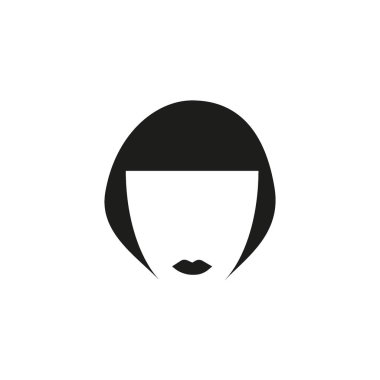 kadın baş kısa saç modeli ile minimalist vektör simgesi