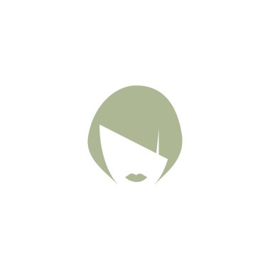 kadın baş kısa saç modeli ile minimalist vektör simgesi