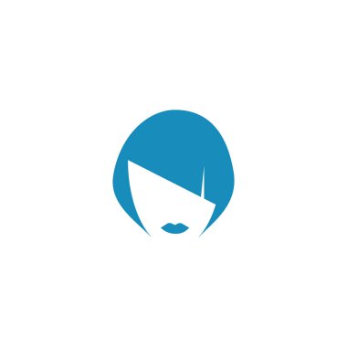 kadın baş kısa saç modeli ile minimalist vektör simgesi