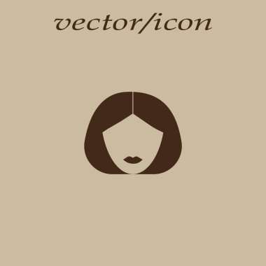 kadın baş kısa saç modeli ile minimalist vektör simgesi