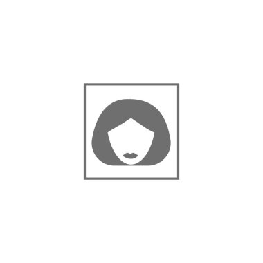 kadın baş kısa saç modeli ile minimalist vektör simgesi