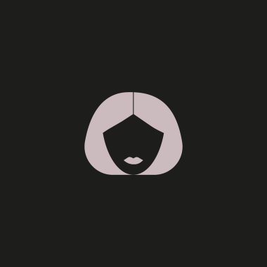 kadın baş kısa saç modeli ile minimalist vektör simgesi