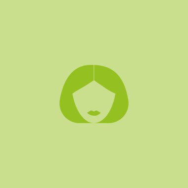 kadın baş kısa saç modeli ile minimalist vektör simgesi