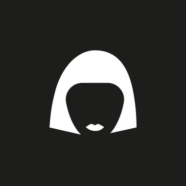 kadın baş saç modeli ile minimalist vektör simgesi