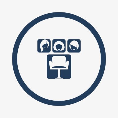 kuaför koltuğu ve çeşitli saç modelleri minimalist vektör çizimi