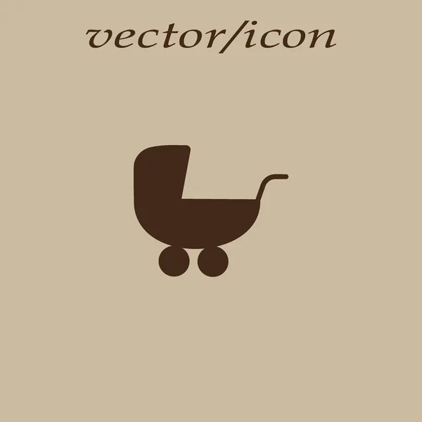 Pram Flat Style Icon Vector Illustration — Stock Vector