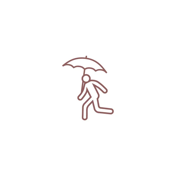 Silhouette Running Man Umbrella Simple Icon — Stock Vector