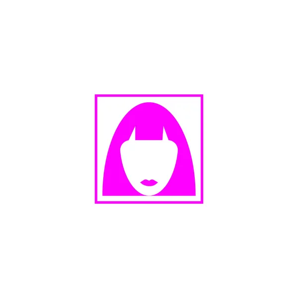 Icône Vectorielle Minimaliste Tête Féminine Avec Coiffure Courte — Image vectorielle
