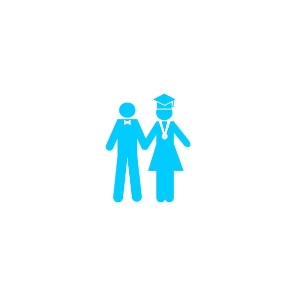 Minimalistic Vector Icon Bachelor Man Woman Standing Together — Stock Vector