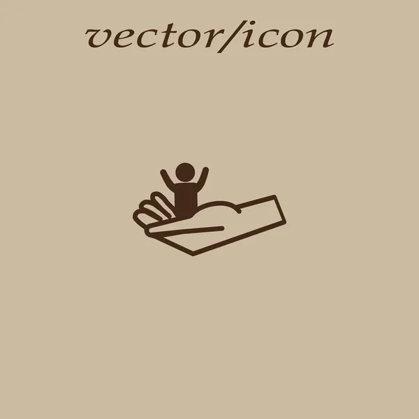 Hand Holding Kid Motherhood Concept Vector Icon — Stock Vector