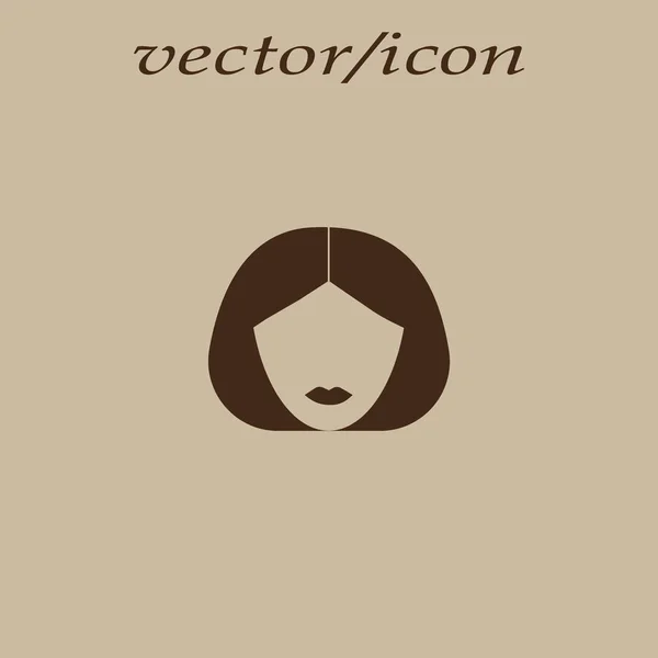 Icône Vectorielle Minimaliste Tête Féminine Avec Coiffure Courte — Image vectorielle