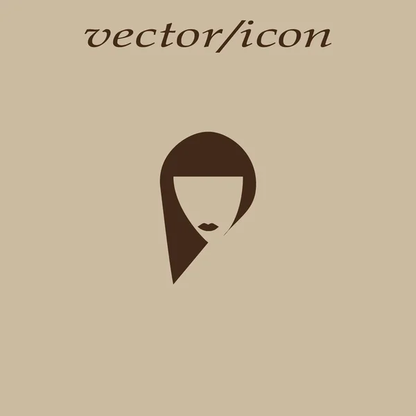 Icono Vectorial Minimalista Cabeza Femenina Con Peinado Largo — Vector de stock