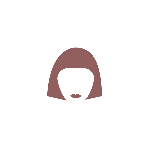 Icono Vectorial Minimalista Cabeza Femenina Con Peinado Corto — Vector de stock