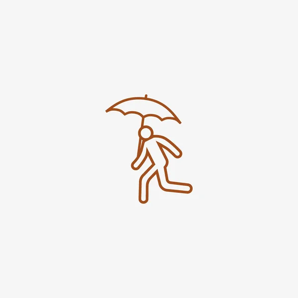 Silhouette Running Man Umbrella Simple Icon — Stock Vector