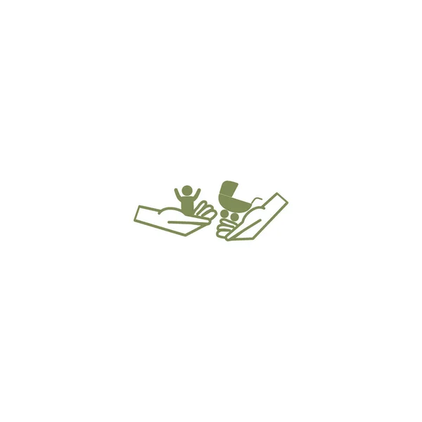 両手赤ちゃんと乳母車フラット スタイル アイコン ベクトル イラスト — ストックベクタ