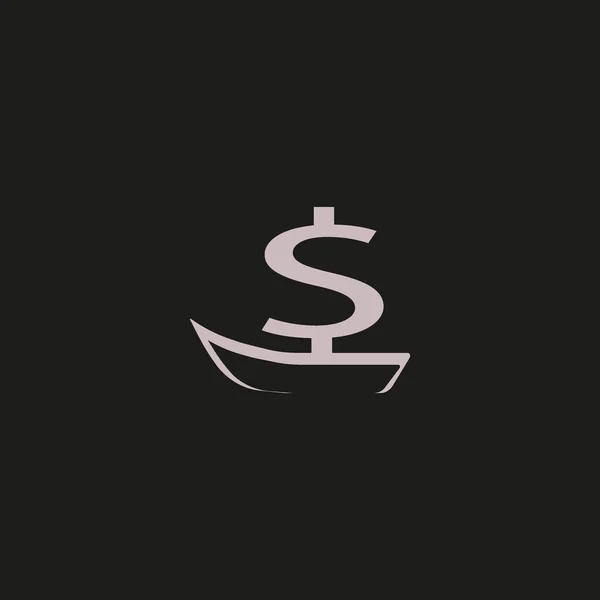 Barco Con Signo Dólar Como Vela Vector Ilustración — Vector de stock