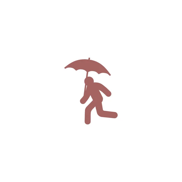 Silhouette Running Man Umbrella Simple Icon — Stock Vector