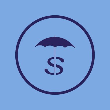 şemsiye doları sembolü düz stil ikonu, vektör çizim ile 