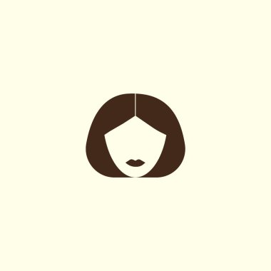 kadın baş kısa saç modeli ile minimalist vektör simgesi