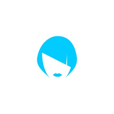 kadın baş kısa saç modeli ile minimalist vektör simgesi