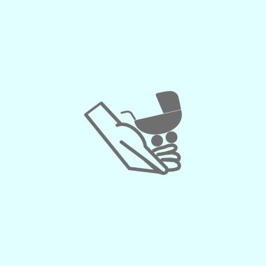 Çocuk arabası düz stil ikonu, vektör çizim  