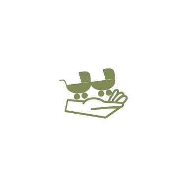 el düz stil simgesi, vektör çizim üzerinde iki bebek arabası  