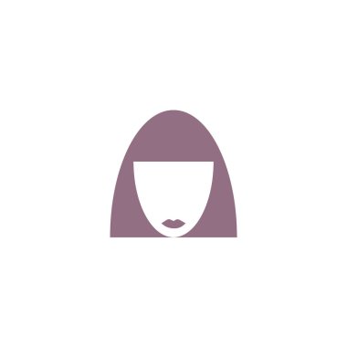 kadın baş kısa saç modeli ile minimalist vektör simgesi