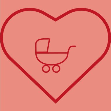 Çocuk arabası düz stil ikonu, vektör çizim  