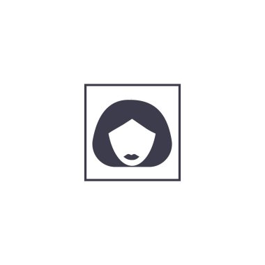 kadın baş kısa saç modeli ile minimalist vektör simgesi