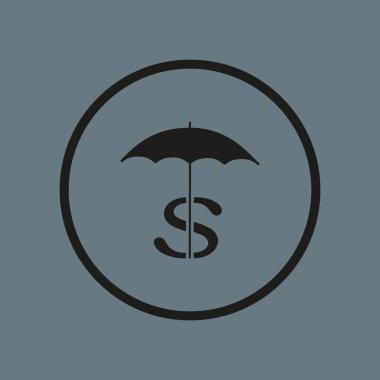 şemsiye doları sembolü düz stil ikonu, vektör çizim ile 