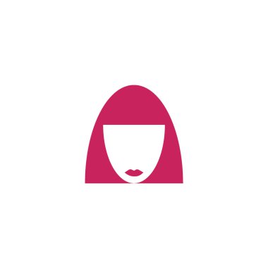 kadın baş kısa saç modeli ile minimalist vektör simgesi