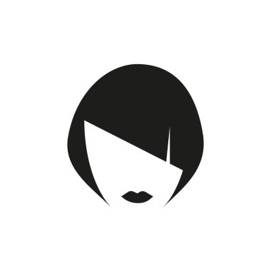 kadın baş kısa saç modeli ile minimalist vektör simgesi