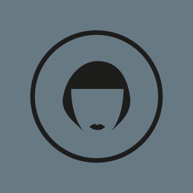 kadın baş kısa saç modeli ile minimalist vektör simgesi