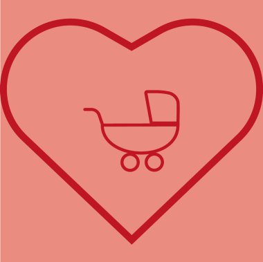 Çocuk arabası düz stil ikonu, vektör çizim  