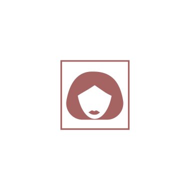 kadın baş kısa saç modeli ile minimalist vektör simgesi