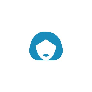 kadın baş kısa saç modeli ile minimalist vektör simgesi