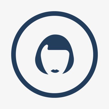 kadın baş kısa saç modeli ile minimalist vektör simgesi